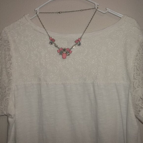 Peach Rhinestone Necklace Earring Set Fancy Glamorous Fashion Jewelry Lot C732 - Picture 4 of 5